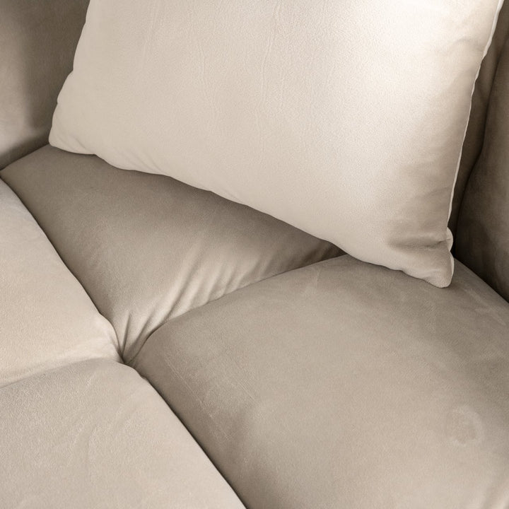 Bank Cube khaki velvet 3-seater + lounge right