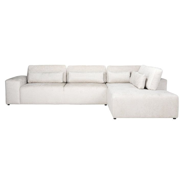 Bank Lund cream fusion 3-seater + ottoman right